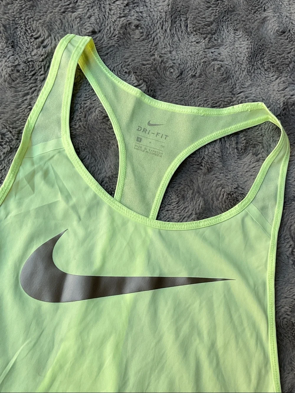 Nike Dri-FIT Neon Yellow Racerback Tank with Silver Swoosh